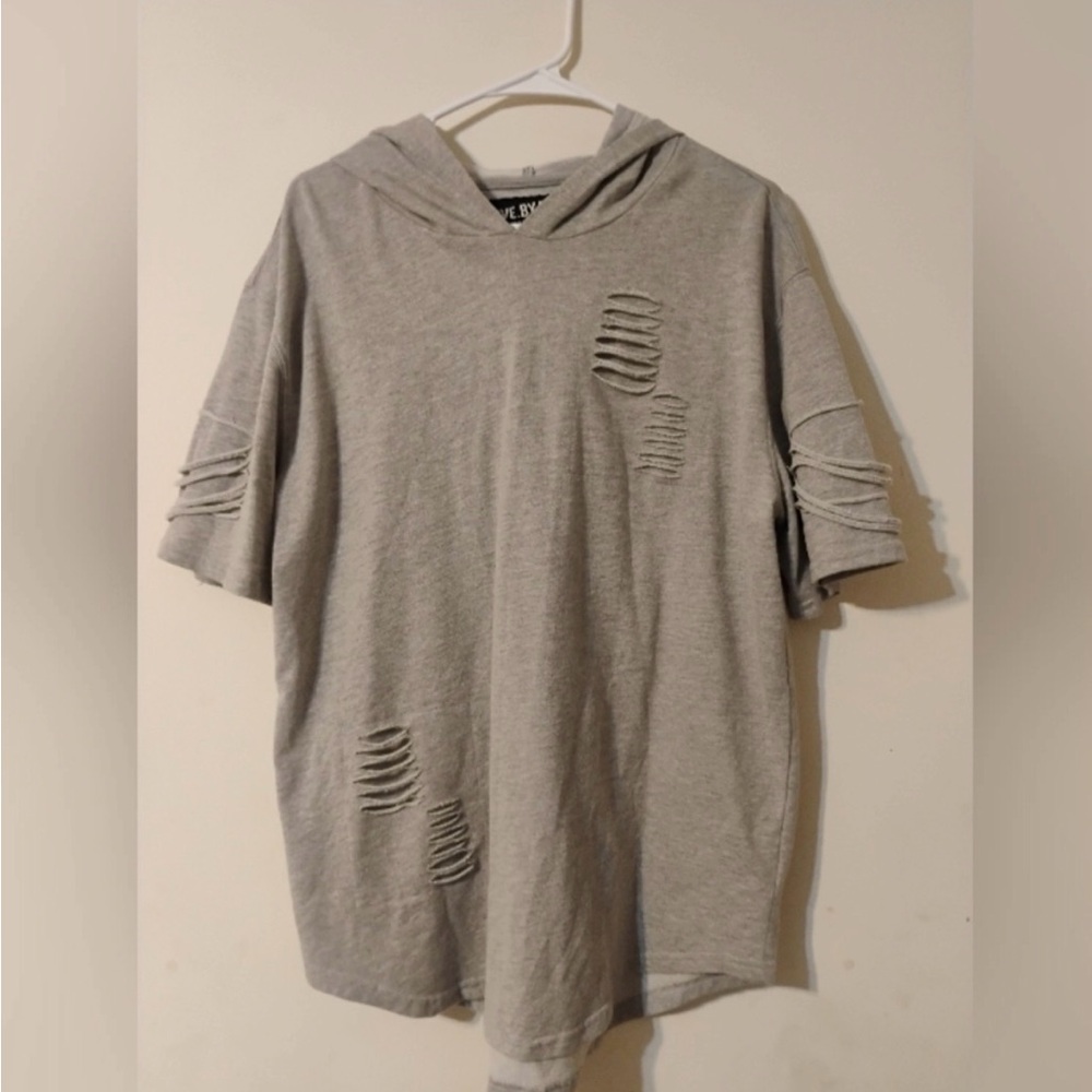 Five by Five Men's Distressed Gray Hoodie